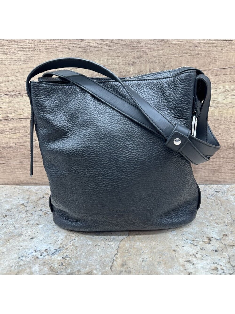 Liebeskind Berlin Hobo Shoulder Bag Womens Black Pebbled Leather Pockets